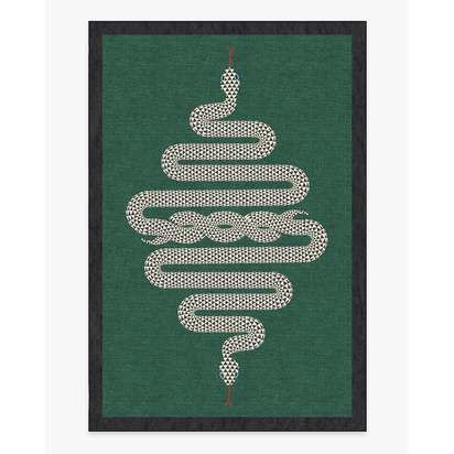 Venom Emerald Flatwoven Rug by Jonathan Adler - 185 x 275 cm - Rug + Cushioned Pad System