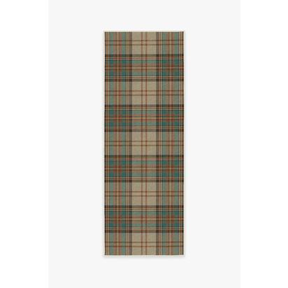 Dress Stewart Tartan Khaki Flatwoven Rug - 75 x 215 cm - Rug + Cushioned Pad System