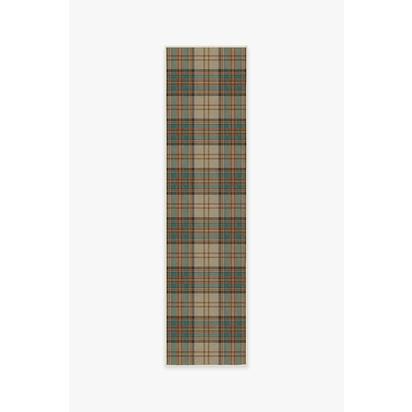 Dress Stewart Tartan Khaki Flatwoven Rug - 75 x 305 cm - Rug + Cushioned Pad System