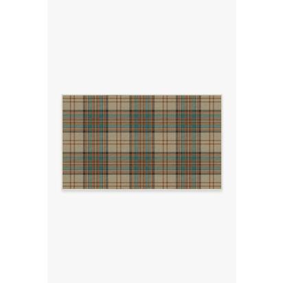 Dress Stewart Tartan Khaki Flatwoven Rug - 90 x 150 cm - Rug + Cushioned Pad System
