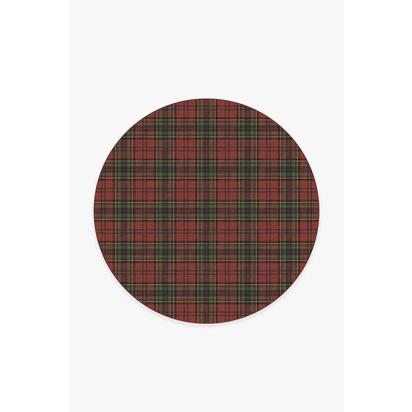 Dress Stewart Tartan Red Flatwoven Rug - 185 Round cm - Rug + Cushioned Pad System