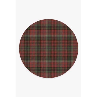 Dress Stewart Tartan Red Flatwoven Rug - 245 Round cm - Rug + Cushioned Pad System