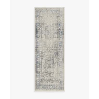 Kamran Blue Quartz Flatwoven Rug - 75 x 215 cm - Rug + Cushioned Pad System