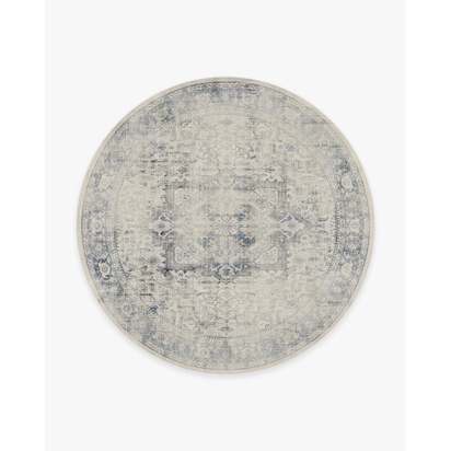 Kamran Blue Quartz Flatwoven Rug - 245 Round cm - Rug + Cushioned Pad System