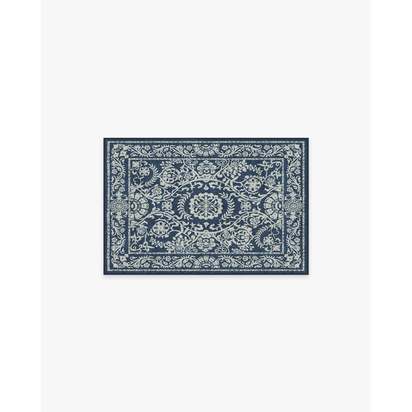 Delphina Navy Blue Flatwoven Rug - 60 x 90 cm - Rug + Cushioned Pad System