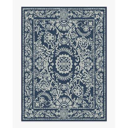 Delphina Navy Blue Flatwoven Rug - 275 x 365 cm - Rug + Cushioned Pad System