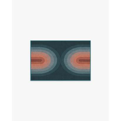 Absida Teal Flatwoven Rug - 60 x 90 cm - Rug + Cushioned Pad System