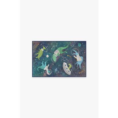 Dinosaurs in Space Flatwoven Rug - 60 x 90 cm - Rug + Cushioned Pad System