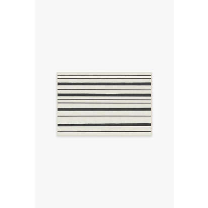 Hudson Stripe Black Flatwoven Rug - 60 x 90 cm - Rug + Cushioned Pad System