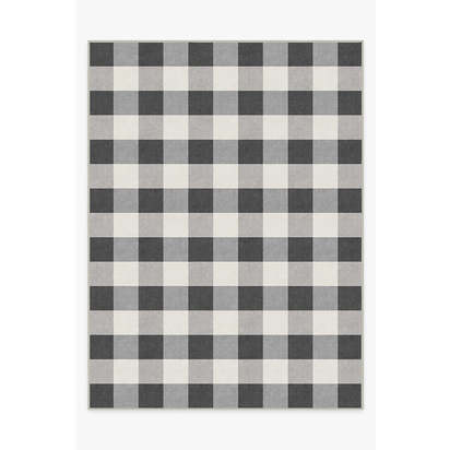 Buffalo Plaid Black & White Flatwoven Rug - 275 x 365 cm - Rug + Cushioned Pad System