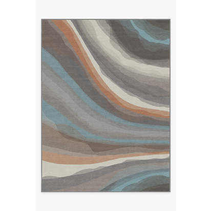 Watercolour Waves Sandstone Flatwoven Rug - 275 x 365 cm - Rug + Cushioned Pad System