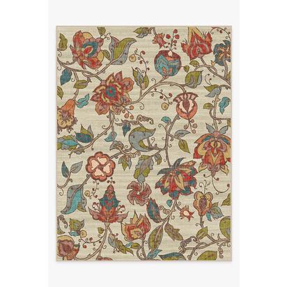 Frida Floral Natural Flatwoven Rug - 275 x 365 cm - Rug + Cushioned Pad System