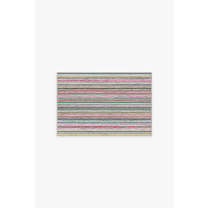 Multi Stripe Polychrome Flatwoven Rug - 60 x 90 cm - Rug + Cushioned Pad System