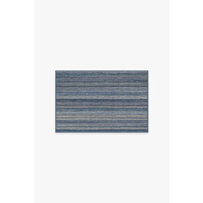 Multi Stripe Blue Flatwoven Rug - 60 x 90 cm - Rug + Cushioned Pad System