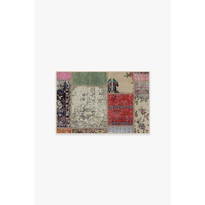 Patchwork Boho Flatwoven Rug - 60 x 90 cm - Rug + Cushioned Pad System