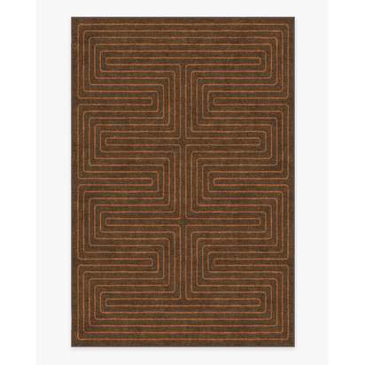 Labyrinth Brown & Orange Flatwoven Rug by Jonathan Adler - 185 x 275 cm - Rug + Cushioned Pad System