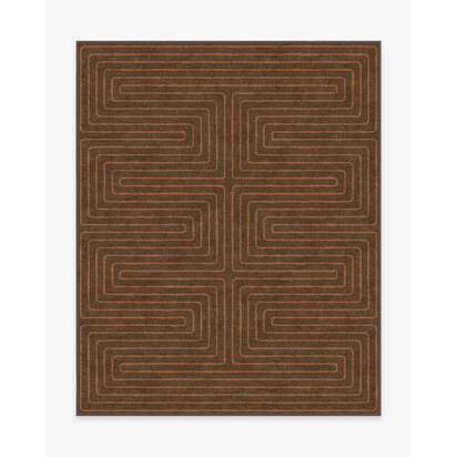 Labyrinth Brown & Orange Flatwoven Rug by Jonathan Adler - 245 x 305 cm - Rug + Cushioned Pad System