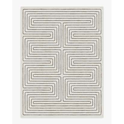 Labyrinth Camel & Ivory Flatwoven Rug by Jonathan Adler - 275 x 365 cm - Rug + Cushioned Pad System