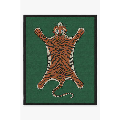 Tiger Emerald Flatwoven Rug by Jonathan Adler - 245 x 305 cm - Rug + Cushioned Pad System