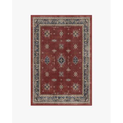 Verena Amber Red Flatwoven Rug - 120 x 185 cm - Rug + Cushioned Pad System