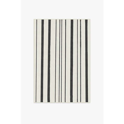 Hudson Stripe Black Flatwoven Rug - 120 x 185 cm - Rug + Cushioned Pad System
