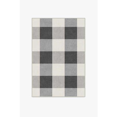 Buffalo Plaid Black & White Flatwoven Rug - 120 x 185 cm - Rug + Cushioned Pad System