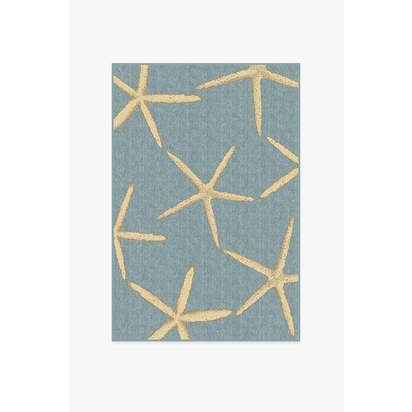 Starfish Pale Blue Flatwoven Rug - 120 x 185 cm - Rug + Cushioned Pad System