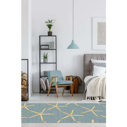 Starfish Pale Blue Flatwoven Rug - 120 x 185 cm - Rug + Cushioned Pad System