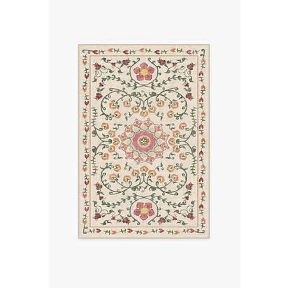 Suzani Coral Flatwoven Rug - 120 x 185 cm - Rug + Cushioned Pad System