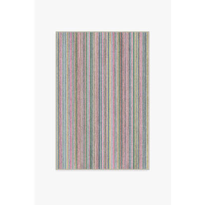 Multi Stripe Polychrome Flatwoven Rug - 120 x 185 cm - Rug + Cushioned Pad System