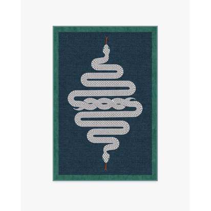 Venom Sapphire Flatwoven Rug by Jonathan Adler - 120 x 185 cm - Rug + Cushioned Pad System
