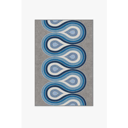 Milano Blue Steel Flatwoven Rug by Jonathan Adler - 120 x 185 cm - Rug + Cushioned Pad System