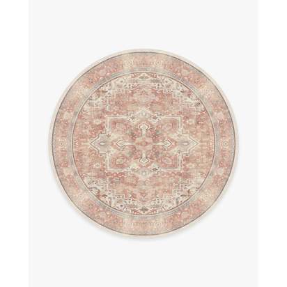 Kamran Rose Flatwoven Rug - 245 Round cm - Rug + Cushioned Pad System