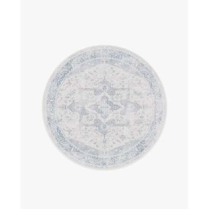 Kira Soft Blue Flatwoven Rug - 185 Round cm - Rug + Cushioned Pad System