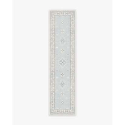 Verena Soft Blue Flatwoven Rug - 75 x 305 cm - Rug + Cushioned Pad System