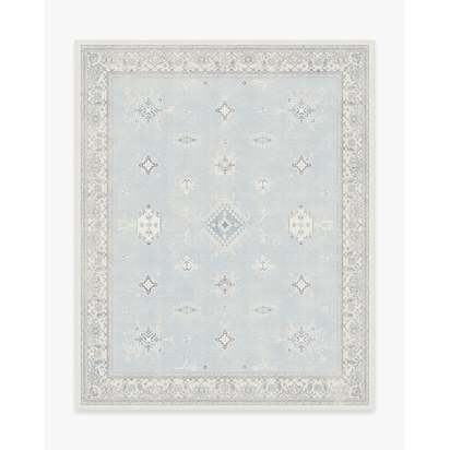 Verena Soft Blue Flatwoven Rug - 245 x 305 cm - Rug + Cushioned Pad System