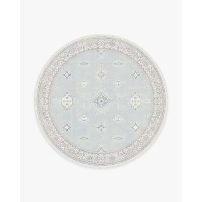 Verena Soft Blue Flatwoven Rug - 245 Round cm - Rug + Cushioned Pad System
