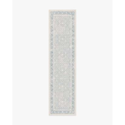 Celestine Soft Blue Flatwoven Rug - 75 x 305 cm - Rug + Cushioned Pad System