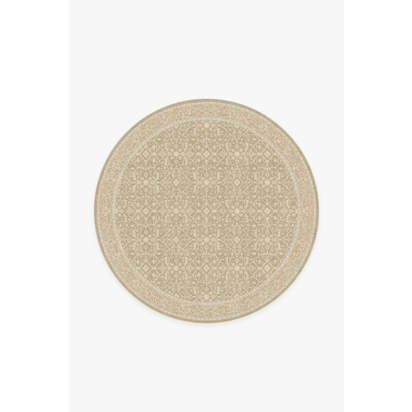 Celestine Ecru Flatwoven Rug - 185 Round cm - Rug + Cushioned Pad System