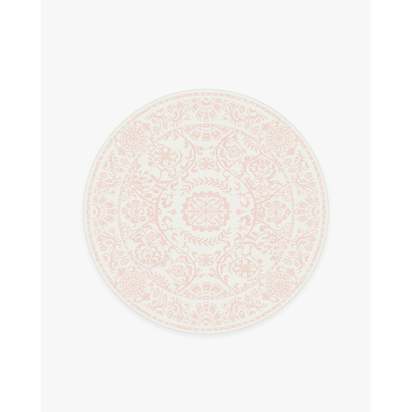 Delphina Powder Pink Flatwoven Rug - 185 Round cm - Rug + Cushioned Pad System