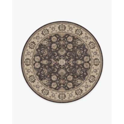 Odette Dark Wood Flatwoven Rug - 245 Round cm - Rug + Cushioned Pad System