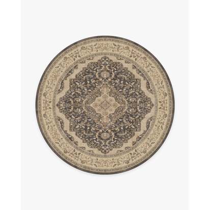 Adeline Dark Wood Flatwoven Rug - 245 Round cm - Rug + Cushioned Pad System