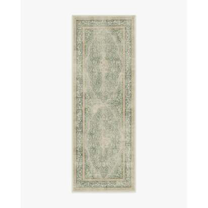 Adeline Natural Sage Flatwoven Rug - 75 x 215 cm - Rug + Cushioned Pad System