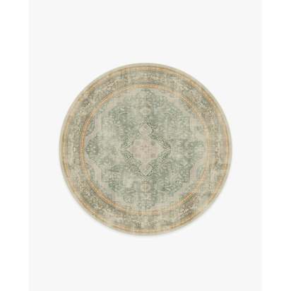 Adeline Natural Sage Flatwoven Rug - 185 Round cm - Rug + Cushioned Pad System
