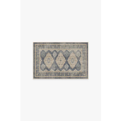 Maxine Dusk Blue Flatwoven Rug - 60 x 90 cm - Rug + Cushioned Pad System