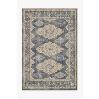 Maxine Dusk Blue Flatwoven Rug - 185 x 275 cm - Rug + Cushioned Pad System