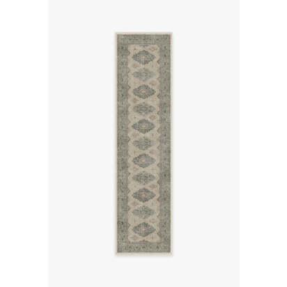 Maxine Natural Sage Flatwoven Rug - 75 x 305 cm - Rug + Cushioned Pad System