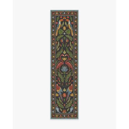 Birds Of A Feather Flatwoven Rug by Iris Apfel - 75 x 305 cm - Rug + Cushioned Pad System