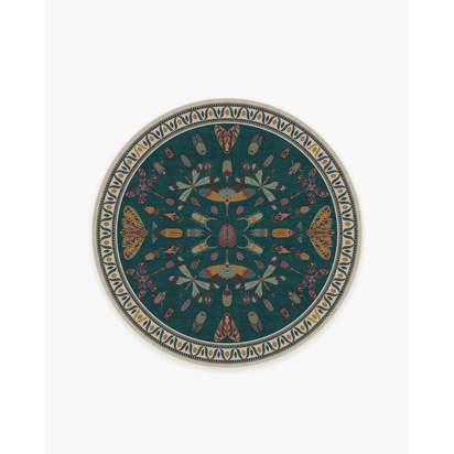 Flutterby Flatwoven Rug by Iris Apfel - 185 Round cm - Rug + Cushioned Pad System