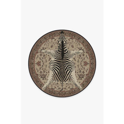 On Safari Hazel Flatwoven Rug by Iris Apfel - 185 Round cm - Rug + Cushioned Pad System